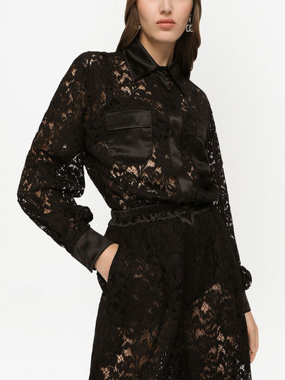 Dolce & Gabbana lace-trim long-sleeve jumpsuit