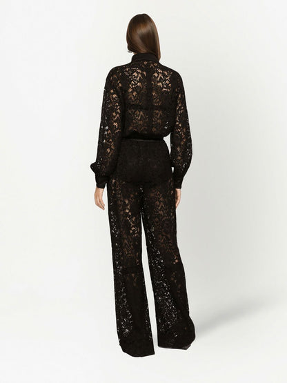 Dolce & Gabbana lace-trim long-sleeve jumpsuit