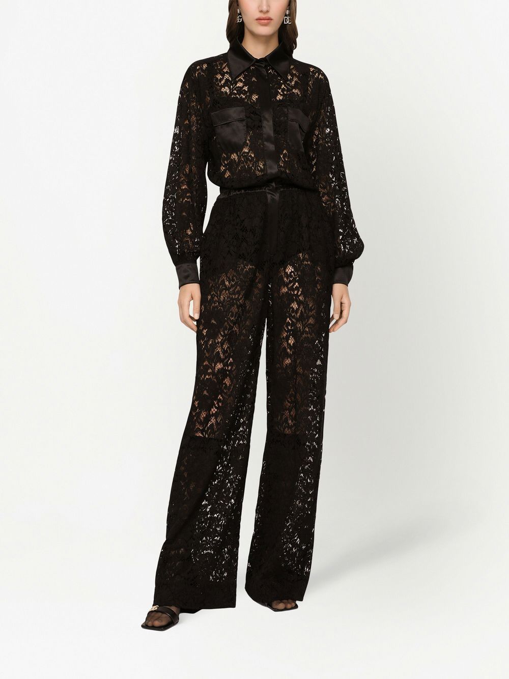 Dolce & Gabbana lace-trim long-sleeve jumpsuit