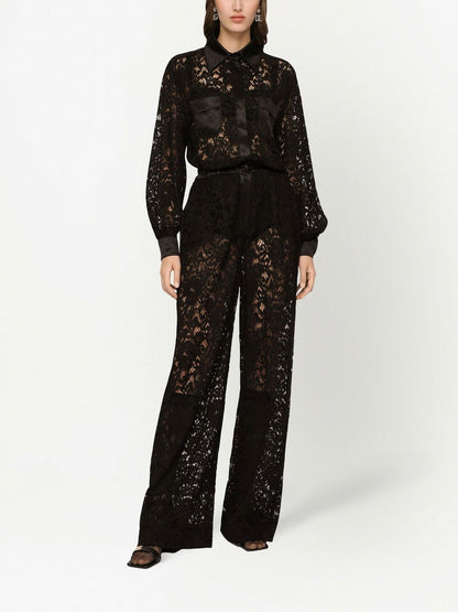 Dolce & Gabbana lace-trim long-sleeve jumpsuit