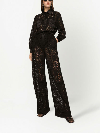 Dolce & Gabbana lace-trim long-sleeve jumpsuit