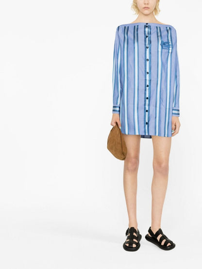 Etro Vertical-stripe long-sleeve shirt dress
