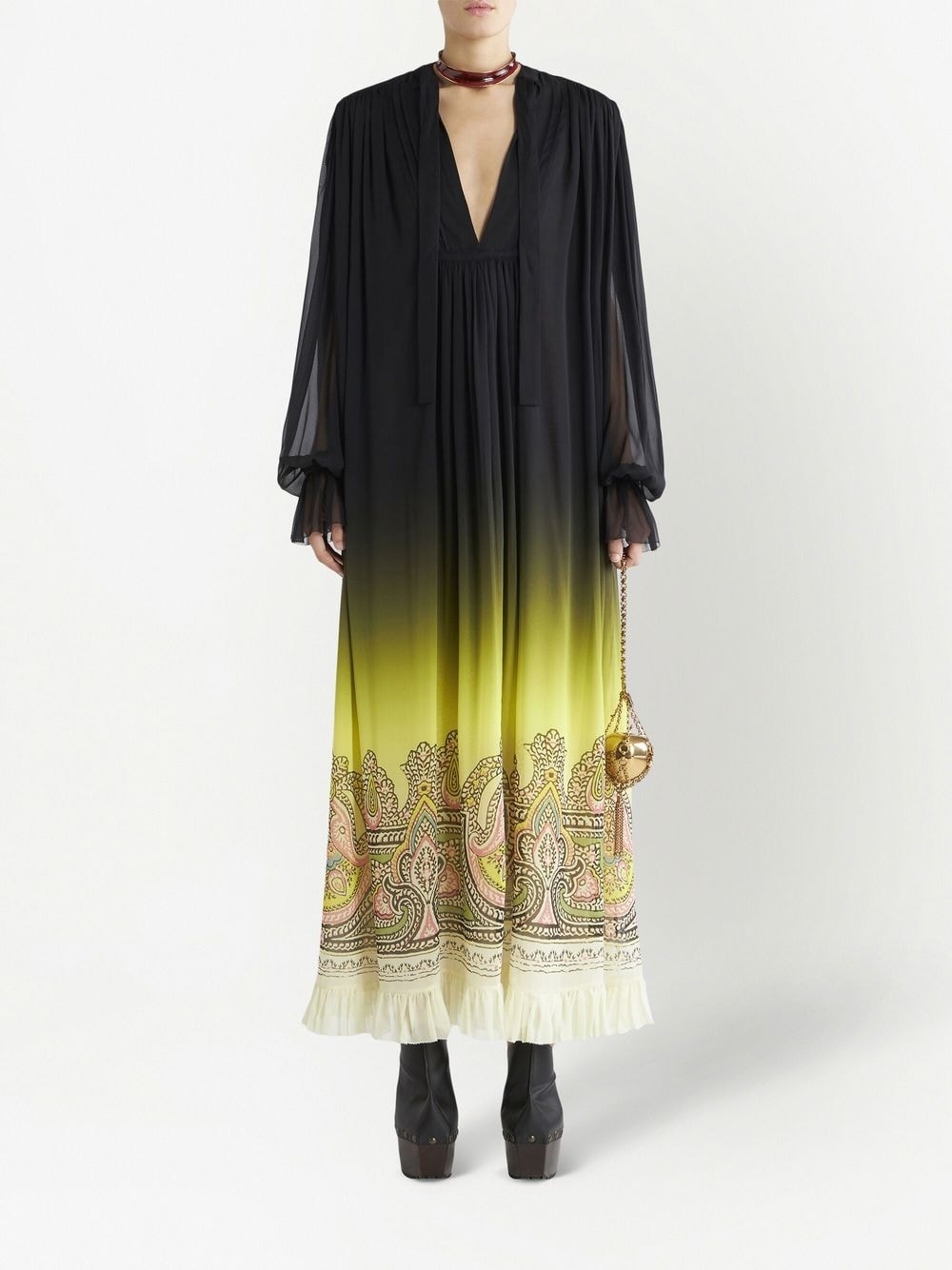 Etro Silk dress with paisley print and gradient effect