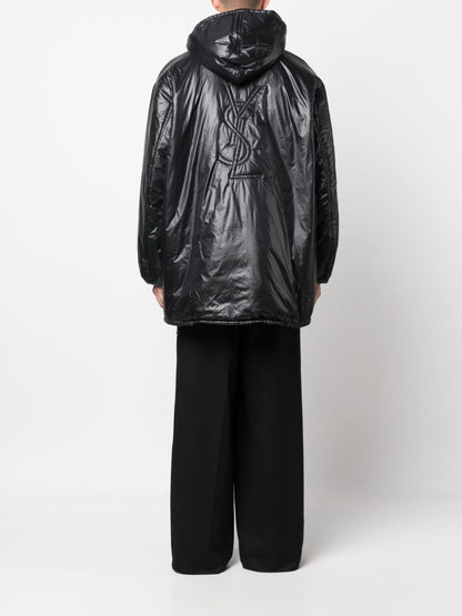 Saint Laurent Cassandre logo-embossed hooded raincoat