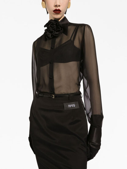 Dolce & Gabbana Silk chiffon shirt with satin details