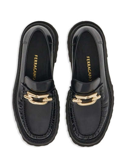Ferragamo Gancini-buckle Leather Loafers