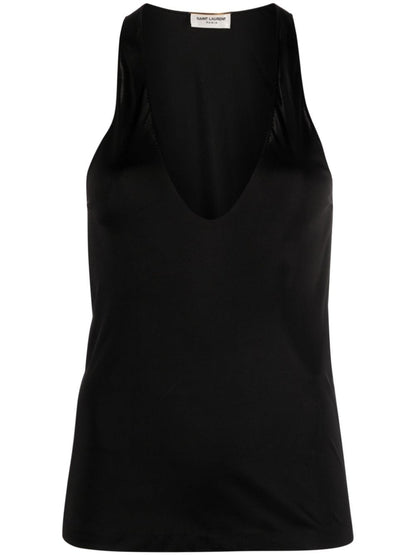 Saint Laurent plunging satin tank top