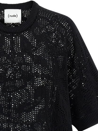 Nude Openwork Cotton Sweater