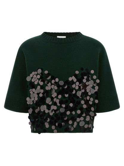 Nude Sequin Cropped Sweater