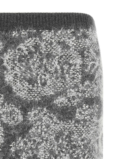 Nude Jacquard Knit Skirt