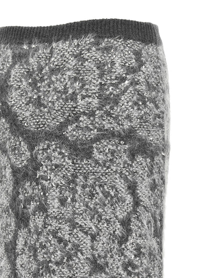 Nude Jacquard Knit Skirt