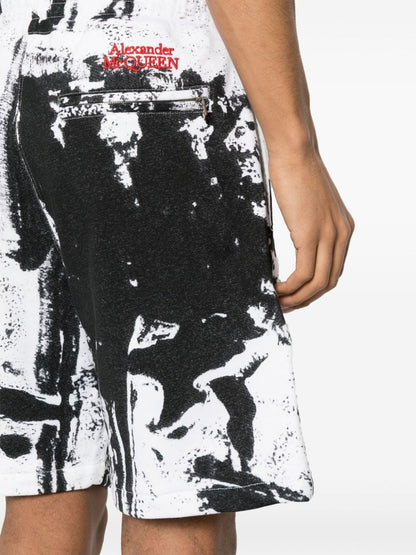 Alexander McQueen paint-splatter cotton shorts
