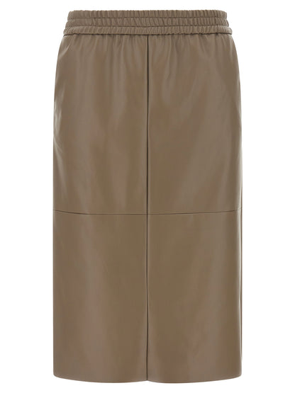 Nude Eco-leather Panel Skirt