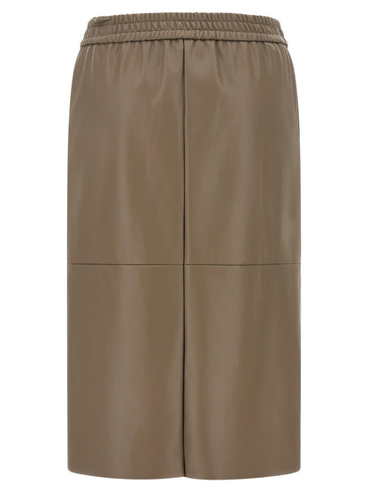 Nude Eco-leather Panel Skirt