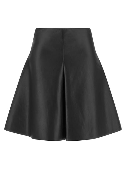 Nude Eco-leather Full Skirt