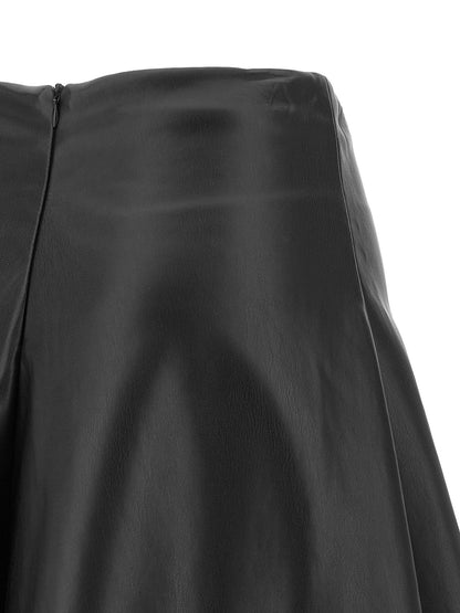 Nude Eco-leather Full Skirt