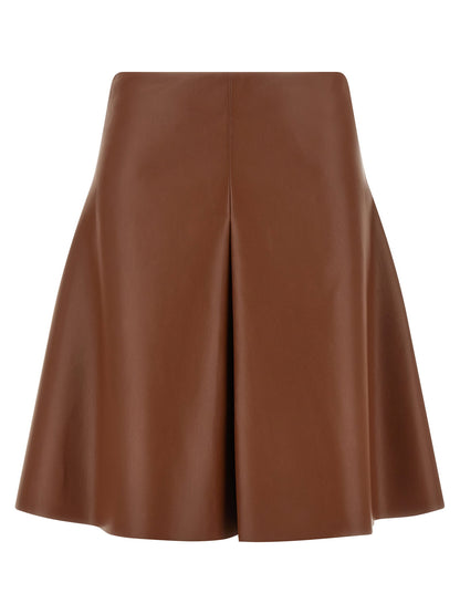 Nude Eco-leather Full Skirt