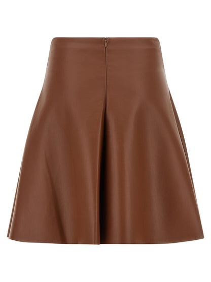Nude Eco-leather Full Skirt