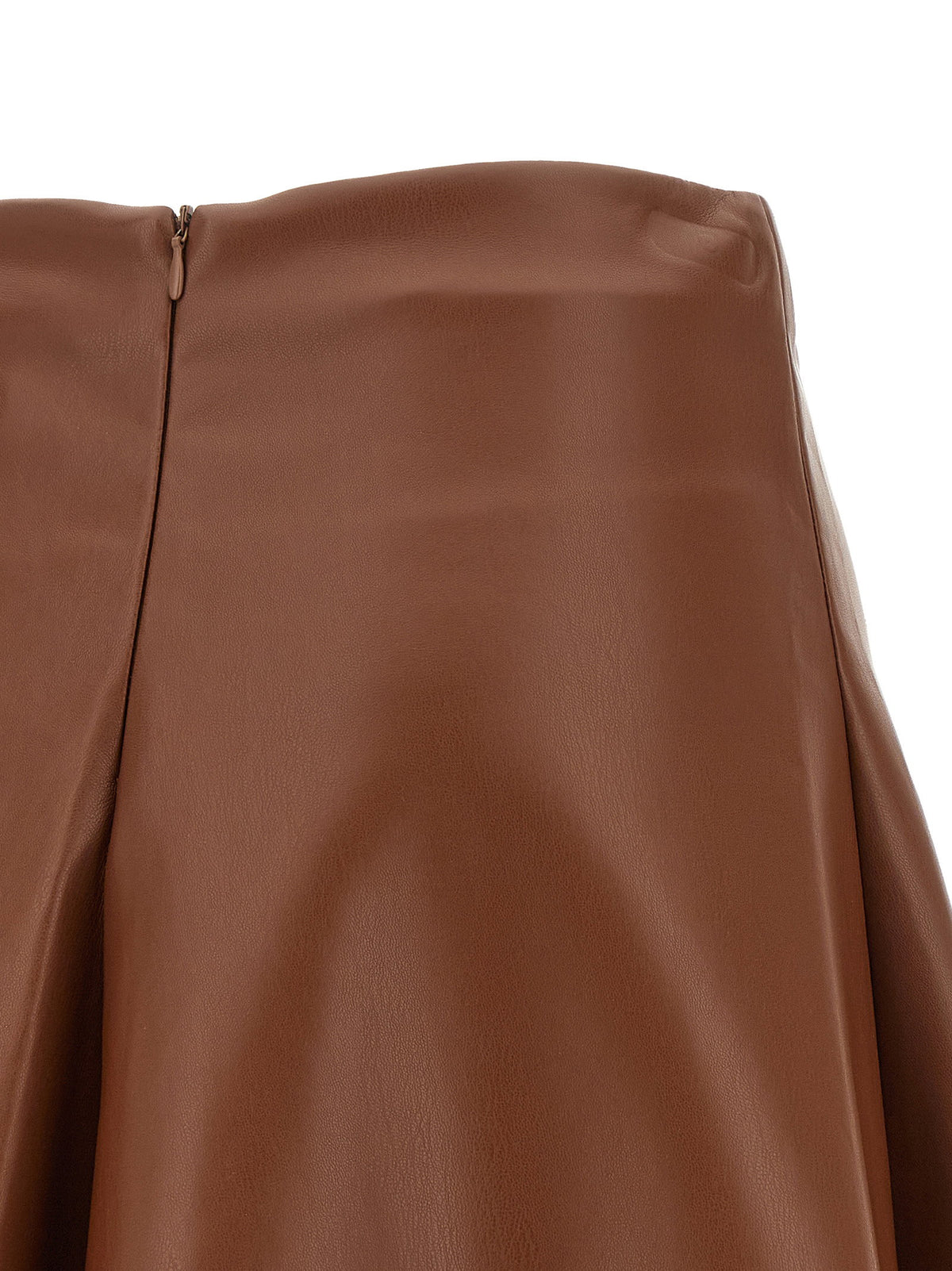 Nude Eco-leather Full Skirt