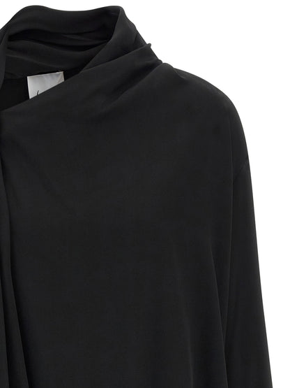 Nude Draped Panel Blouse