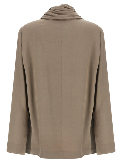 Nude Draped Panel Blouse