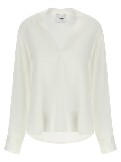 Nude V-neck Blouse