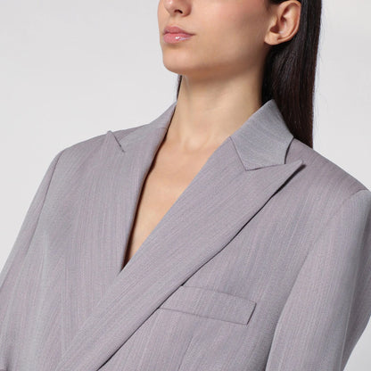 Victoria Beckham Light grey wool jacket with belt