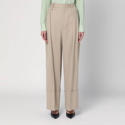 Victoria Beckham Wide mandarin colour pants in wool