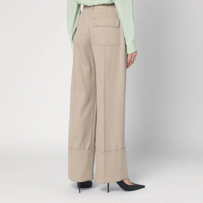 Victoria Beckham Wide mandarin colour pants in wool
