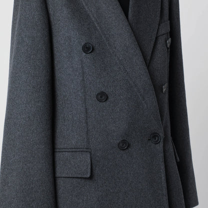 Victoria Beckham Double-breasted coat in grey mélange wool and cashmere