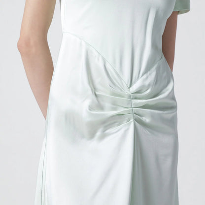 Victoria Beckham Blaire dress with gathered waist in aloe colour