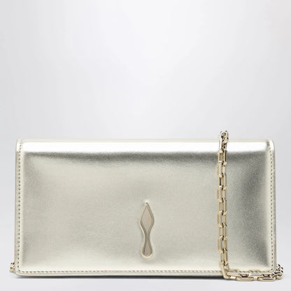 Christian Louboutin Platinum-coloured leather clutch bag with chain