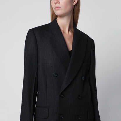 Victoria Beckham Dark Grey Double-Breasted Wool Jacket