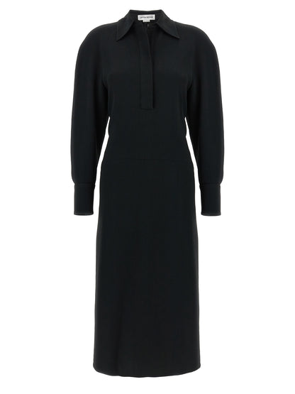 Victoria Beckham Long Sleeve Polo Collar Midi Dress