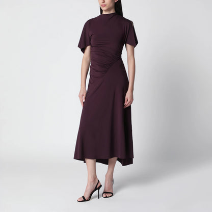 Victoria Beckham Blackcurrant black draped midi dress