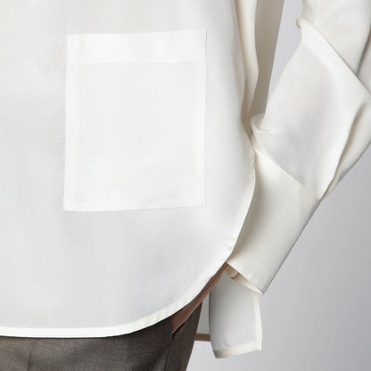 Victoria Beckham Ivory Silk V-Neck Blouse