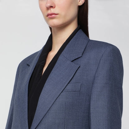 Victoria Beckham Katherine single-breasted jacket in blue mélange wool blend