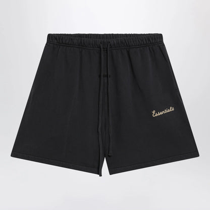 Fear of God Essentials Black cotton fleece shorts with logo