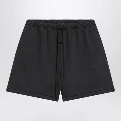 Fear of God Essentials Black cotton shorts with logo embroidery