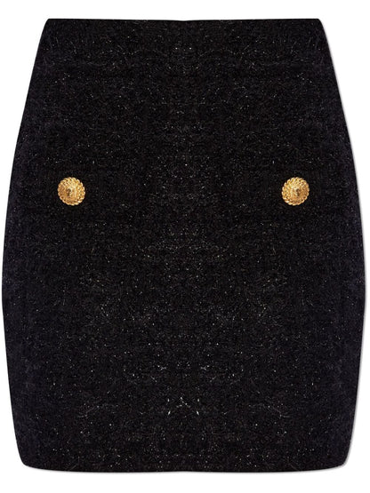 Balmain High-waisted bouclé miniskirt