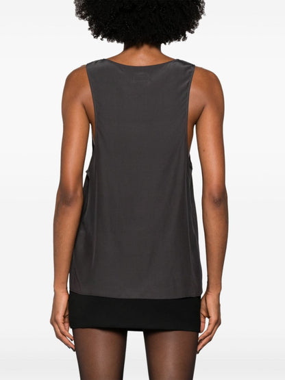 Saint Laurent Henley-neck silk tank top