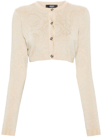 Versace Barocco lurex cropped cardigan