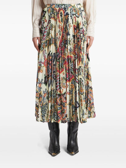 Etro Paisley-print pleated midi skirt