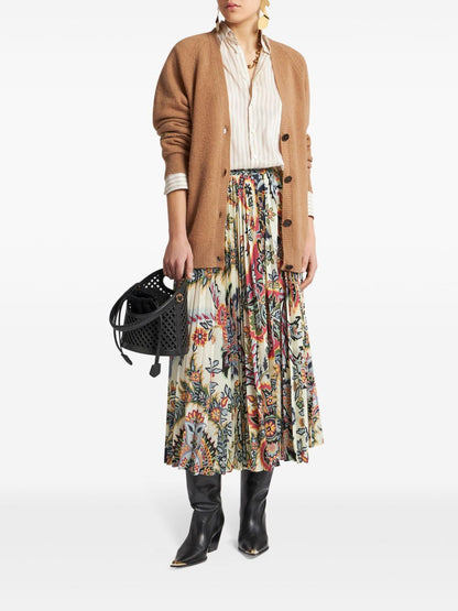 Etro Paisley-print pleated midi skirt