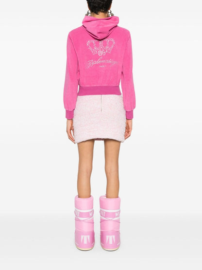 Balenciaga Rhinestone-logo zipped hoodie