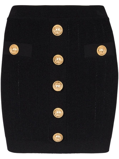 Balmain Button Embellished Knitted Skirt
