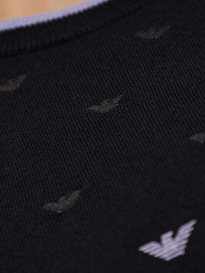 Emporio Armani Jumper with all-over micro eagle embroidery