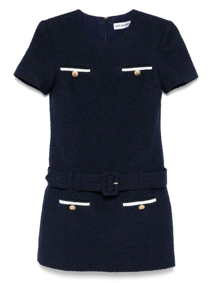 Self-Portrait Short tweed dress with belt