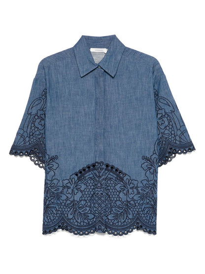 Zimmermann Coco Embroidered Denim Shirt