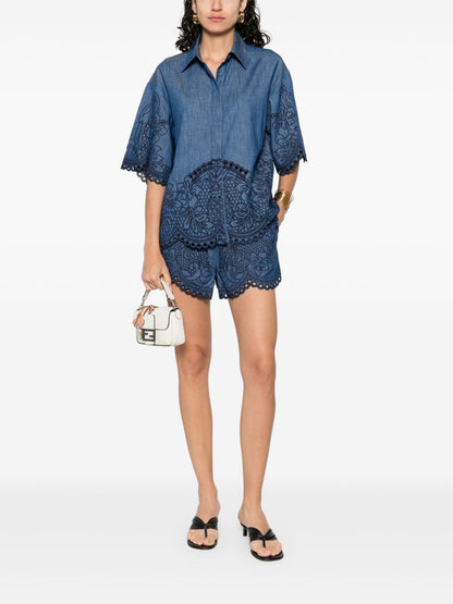 Zimmermann Coco Embroidered Denim Shirt